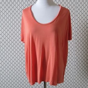 Vince Oversized Orange Short Sleeve Scoop Neck T Shirt Top - Size Large